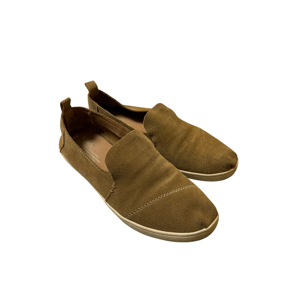 Toms Size 8 Women Suede Chestnut Brown Tan Shoes Slip On Moccasin Loafers Solid